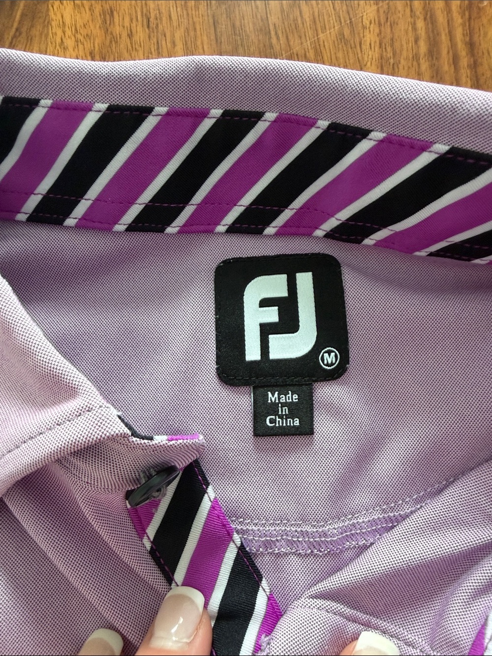 Purple men’s FootJoy golf polo with Striped Inner Placket size M - Picture 2 of 3